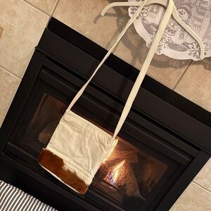 Leather/Animal Hair … Elegant Cream and Brown Crossbody Bag